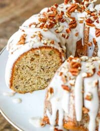 Banana Cake with Cream Cheese Frosting and Pecans