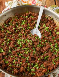 ground beef with peas in a Korean inspired sauce