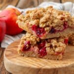 Cranberry Apple Oatmeal Bars on serving board