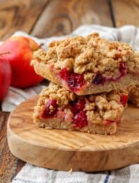 Cranberry Apple Oatmeal Bars on serving board