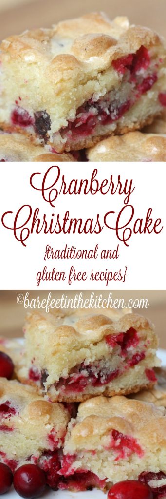 Cranberry Christmas Cake is like no other cake you've ever tasted! Stash those cranberries in the freezer, because you're going to want to make this one all year long. Get the recipe at barefeetinthekitchen.com