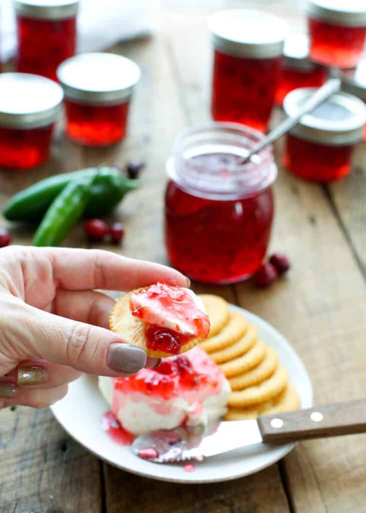 Cranberry Hot Pepper Jam is an EASY appetizer that everyone loves!