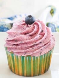 cupcake with blueberry frosting