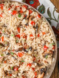 rice with mushrooms and peppers