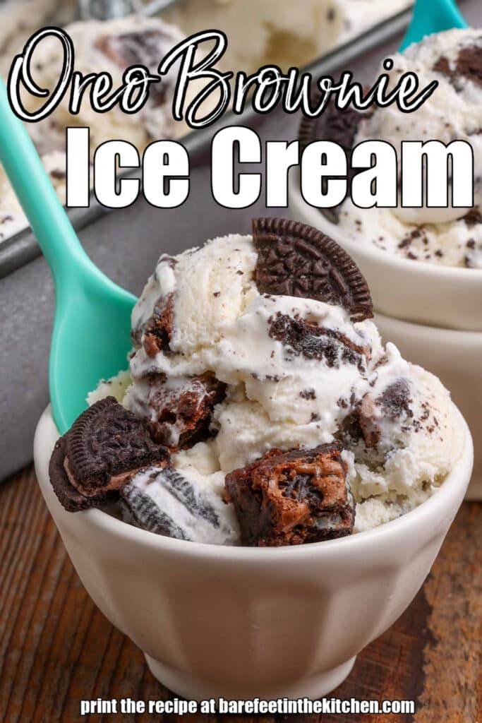 homemade vanilla ice cream with chunks of brownies and oreos