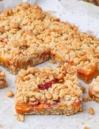 Peach Bars with oatmeal crust and topping