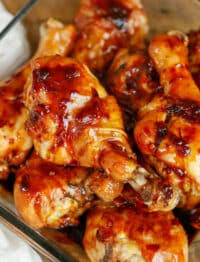 You only need FOUR ingredients to make this irresistible Sticky Asian Chicken! Get the recipe at barefeetinthekitchen.com